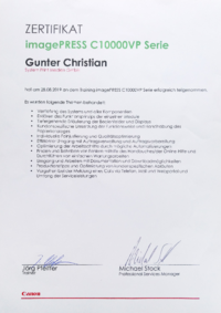 Zertifikat Canon imagePRESS C8000VP