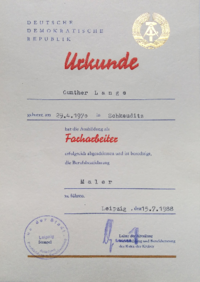 Facharbeiterurkunde Maler